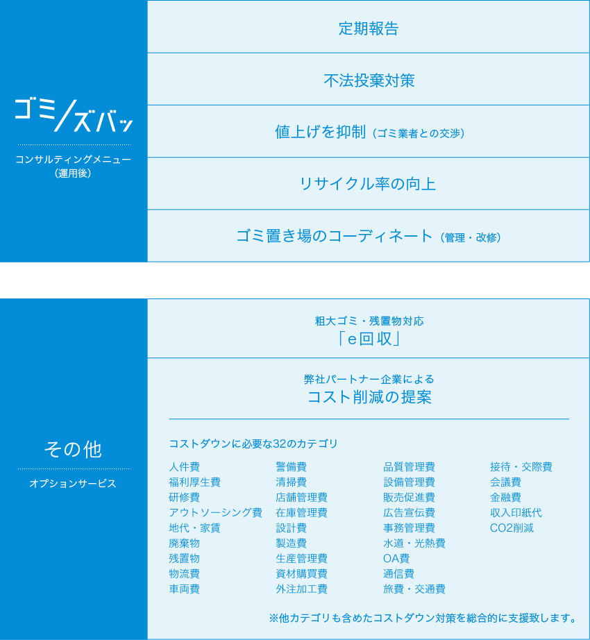コンサルティングメニューとオプションサービス